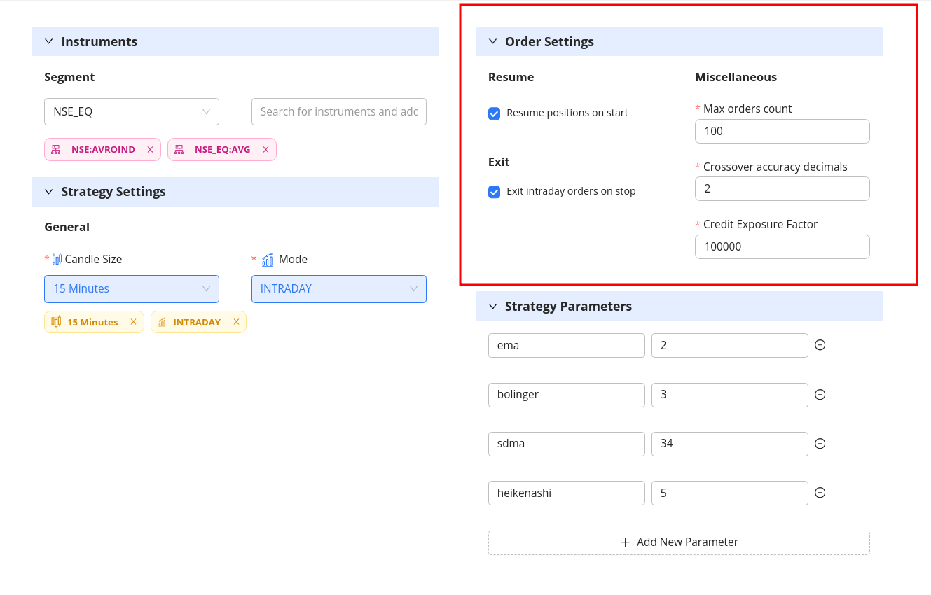 order settings