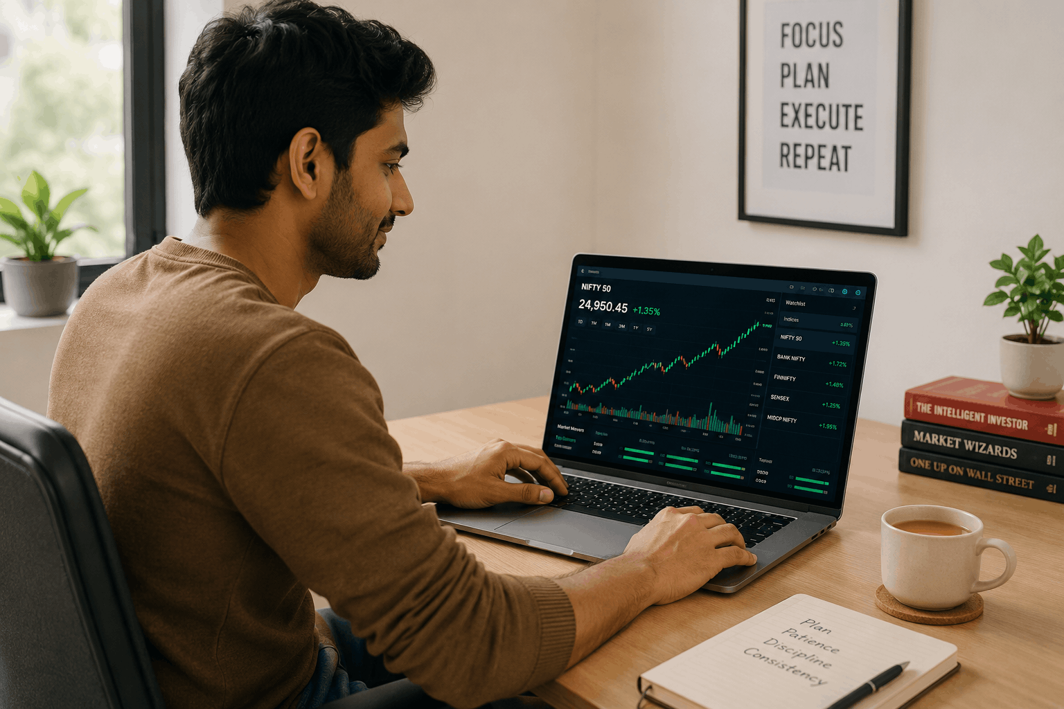 A person looking at trading screen